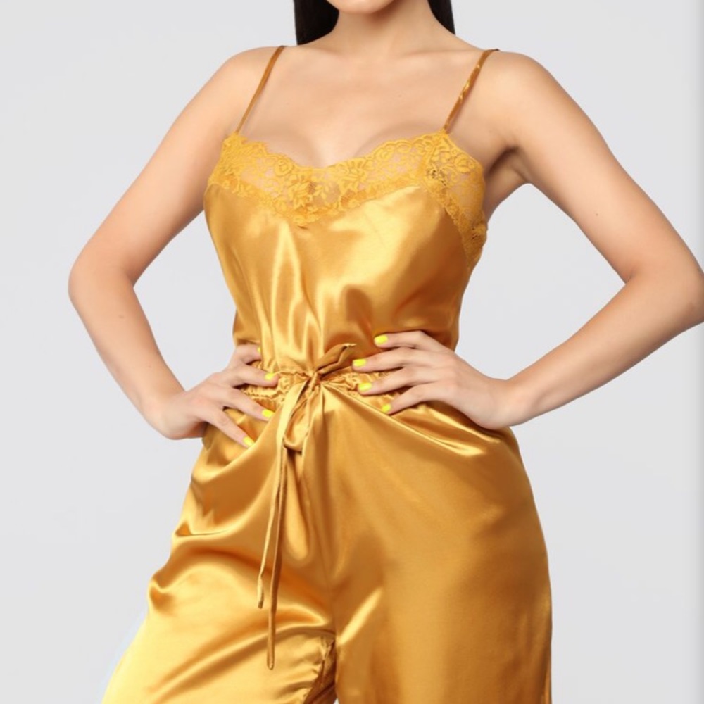 Mustard satin PJ set